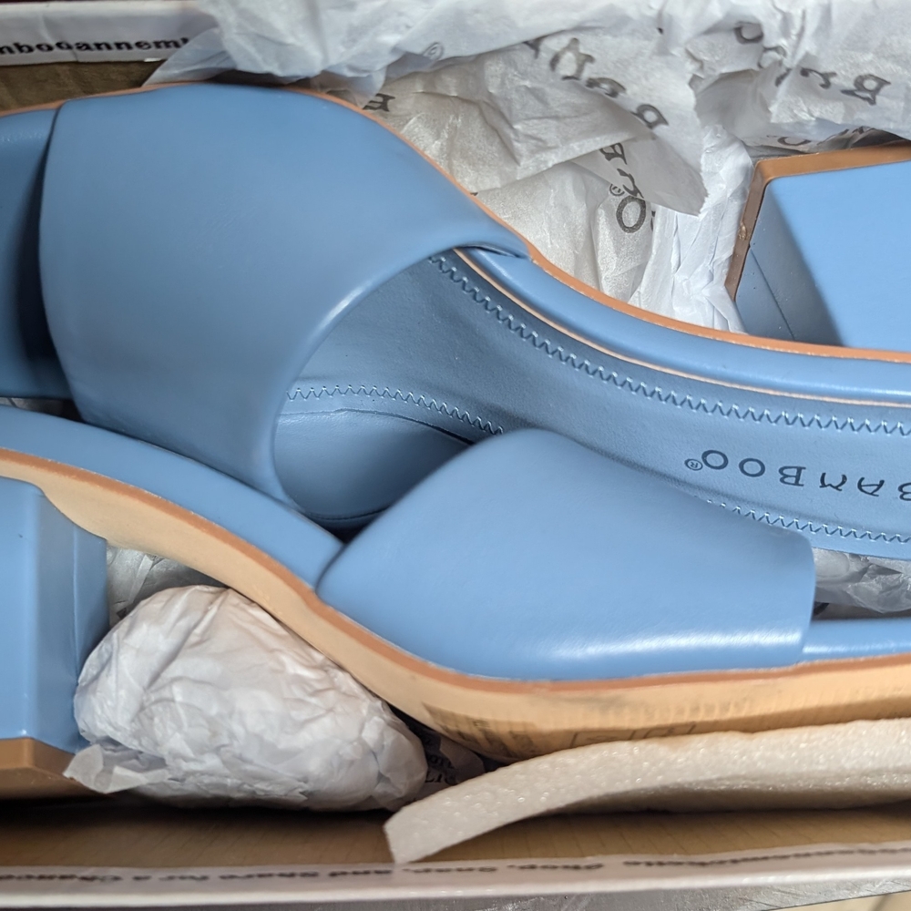 BAMBOO Light Blue Heeled Sandals